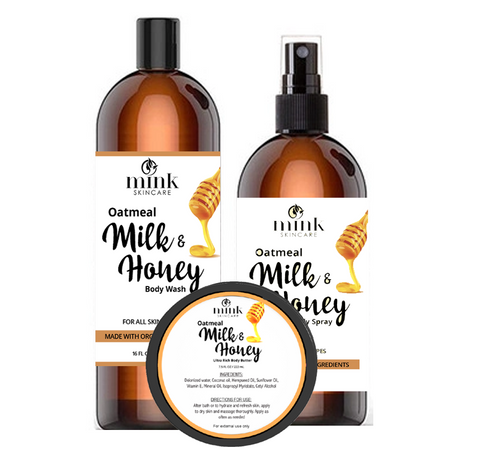 Mink Skincare Oatmeal Milk & Honey Bath & Body Set