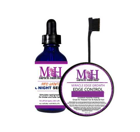 Starter Kit #2: Night Serum w/FREE Edge Control, Edge Brush - Miracle Mink Hair Wholesale Inc